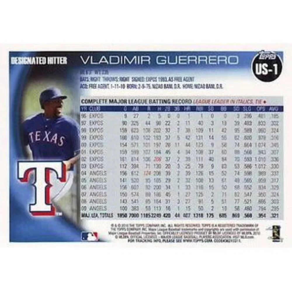 2010 Topps Update Vladimir Guerrero US-1 Texas Rangers